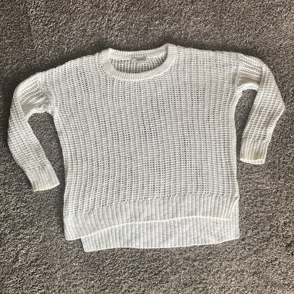Madewell White Crochet Knit Open Lattice Long Sleeve Sweater, Women’s S - Picture 5 of 16